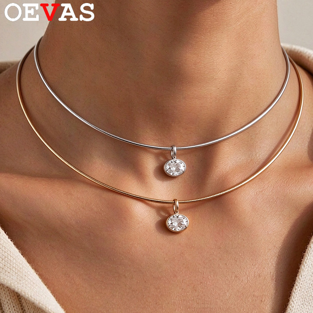 Bezels Set Pendant - Kalung Moissanite Potongan Oval OEVAS 2-4CT,
