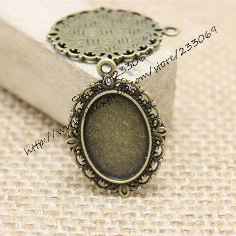 Bezels Set Pendant - 40 PCS/Banyak Perunggu Antik Paduan 22*30