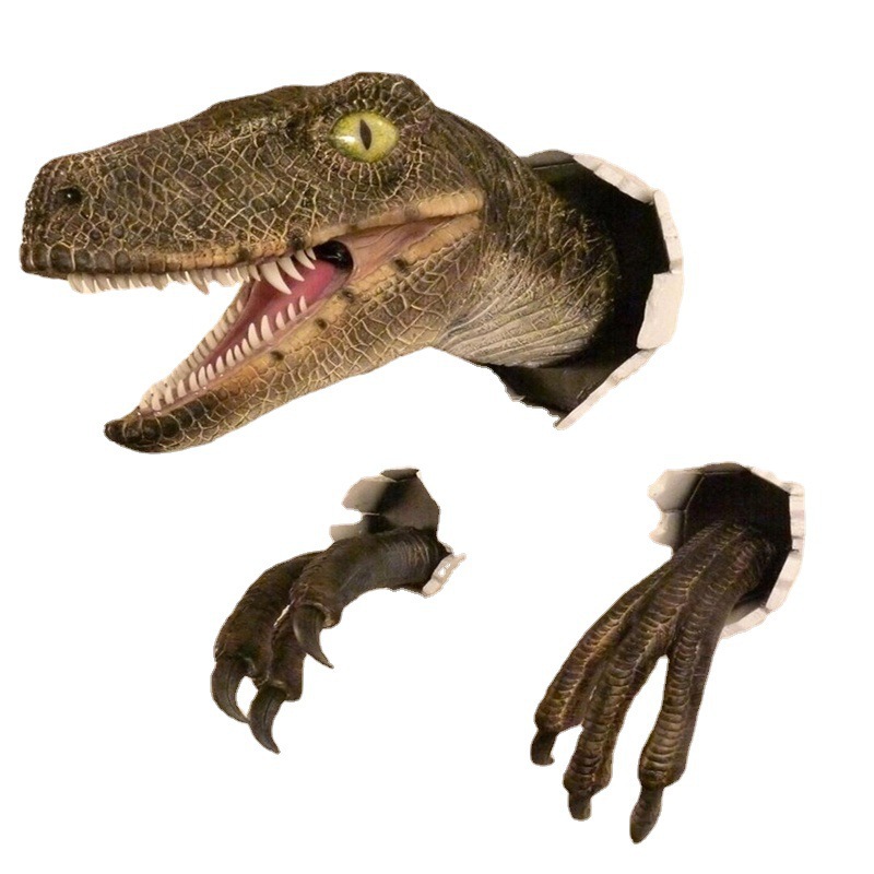 Resin Craft Ideas - Ornamen Dinosaurus Dinding Rusak Raptor Set